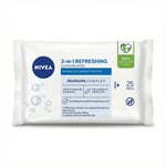 Nivea 3-í-1 frískandi hreinsiklútar fyrir venjulega og blandaða húð, 25 stk