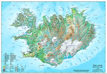Íslandskort - veggmynd í stærðinni 65 x 45 cm