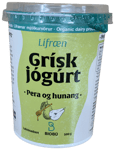Biobú Lífræn Grísk Jógúrt Pera og Hunang Laktósaskert 500 g