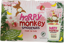 Happy Monkey jarðarberja- og bananasmoothies 10 x 180 ml