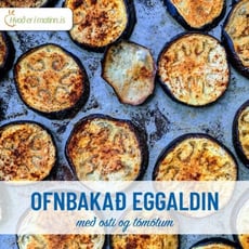 Ofnbakað eggaldin með osti og tómötum