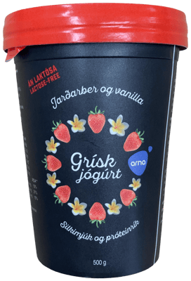 Arna Án laktósa grísk jógúrt jarðarber og vanilla 500 g