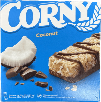 Corny kókosmúslístangir í mjólkursúkkulaði 150 g