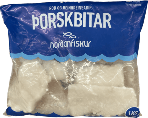 Norðan fiskur þorskbitar beinlausir m/roði 1 kg