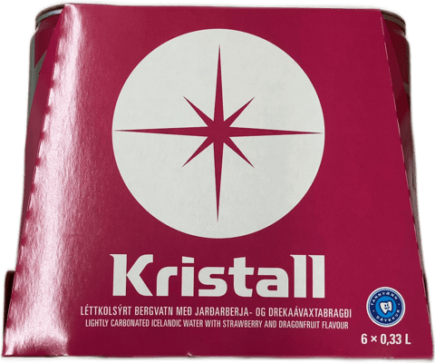 Kristall Léttkolsýrt Bergvatn Jarðarberja- og Drekaávaxtabragð 6 x 330 ml