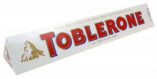 Toblerone hvítt súkkulaði með hunangi og möndlunúggati 100 g
