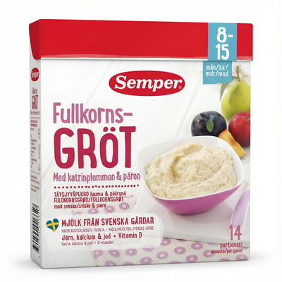 Semper heilkornagrautur með sveskjum og perum 470 g