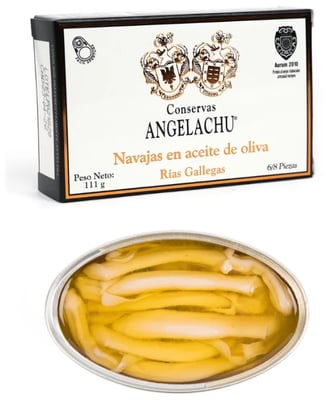 Angelachu hnífskel (Razor clams) í ólífuolíu - 111 gr.