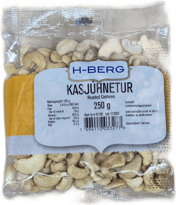 H-Berg Léttristaðar Kasjúhnetur 250 g