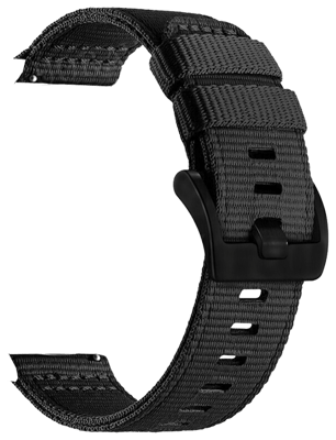 20mm ól fyrir snjallúr (W070) - Svört nylon ól