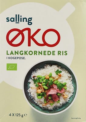 Salling ØKO lífræn langkorna hrísgrjón í suðupokum 4 × 125 g