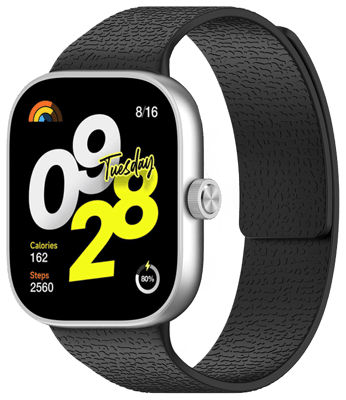 Xiaomi Smart Band 8/9/10 Pro - Redmi Watch 4/5/6 (W016) - Svört sílikon ól m. segli