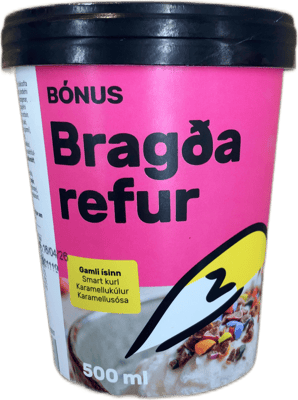 Bónus Bragða Refur Gamli Ísinn Smart Kurl Karamellukúlur Karamellusósa 500 ml