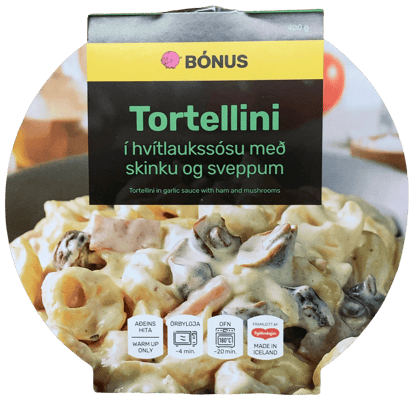 Bónus Tortellini í hvítlaukssósu með skinku og sveppum 400 g