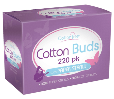 Cotton Tree eyrnapinnar með pappastöngli 220 stk