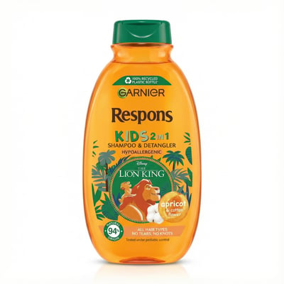 Garnier Respons Kids 2-í-1 sjampó og flókalosandi efni með apríkósu og bómullarblómi 250 ml