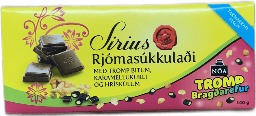 Síríus Rjómasúkkulaði með Tromp bitum, karamellukurli og hrískúlum 140 g