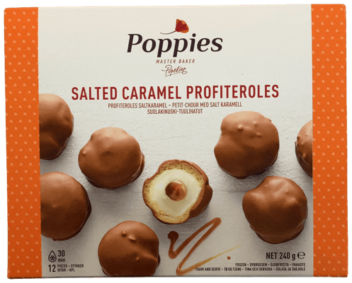 Poppies saltkaramellu vatnsdeigsbollur 240 g