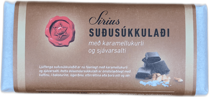 Síríus Suðusúkkulaði 45% með karamellukurli og sjávarsalti 200 g