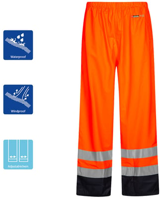 Lyngsoe regnbuxur HiViz orange/svartar