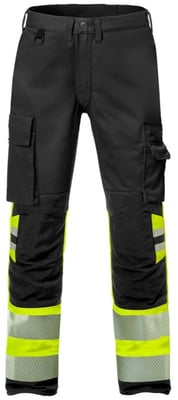 Fristads buxur með teygju HiViz/svartar, dömu