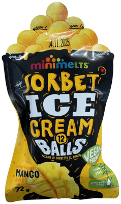 Mini Melts mangósorbet ískúlur 72 g
