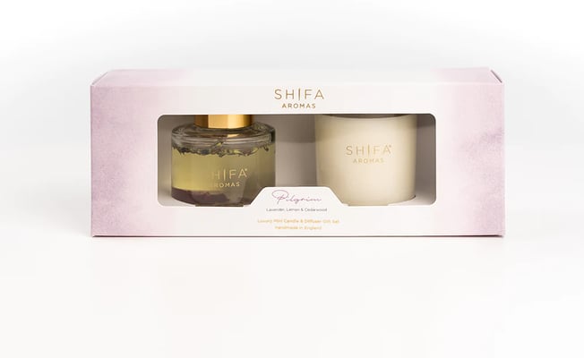 Shifa Aromas Pilgrim- Lúxus ilmkerti & Ilmstangir gjafa sett
