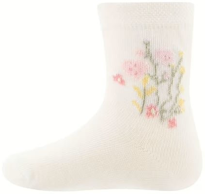 Hvítir sokkar með blómamynstri