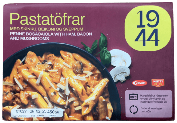 Sláturfélag Suðurlands Pastatöfrar Penne Boscaiola með skinku, beikoni og sveppum 450 g