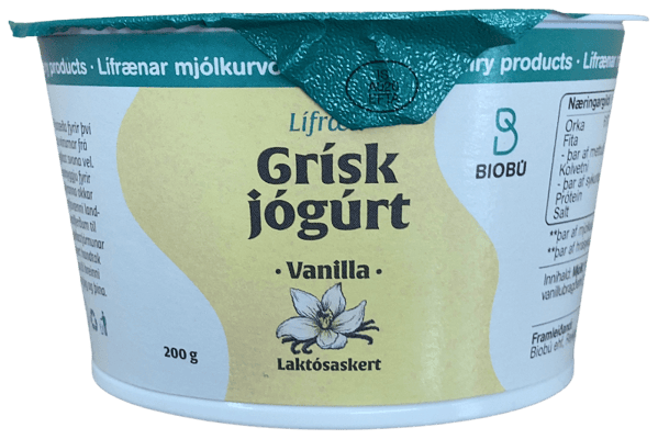 Biobú Lífræn Grísk Jógúrt Vanilla Laktósaskert 200 g
