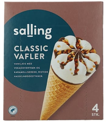 Salling classic ísvafla vanillu, 4 stk. 256 g