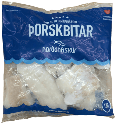 Nordanfiskur Roð- og beinhreinsaðir þorskbitar 1 kg