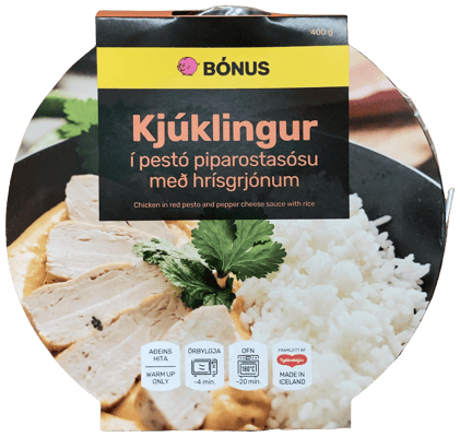 Bónus Kjúklingur í pestó piparostasósu með hrísgrjónum 400 g