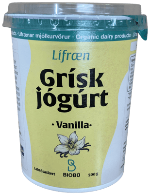 Biobú Lífræn Grísk Jógúrt Vanilla Laktósaskert 500 g
