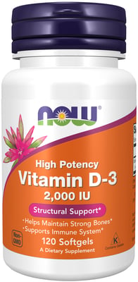 NOW D3-vítamín 2000 IU 120 perlur