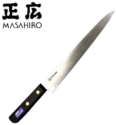 Masahiro Virgin Carbon Slicer hnífur 27 cm. - Viðarhandfang - Economy