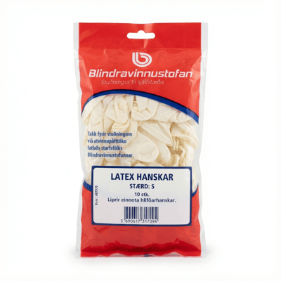 Blindravinnustofan Latex hanskar stærð S 10 stk