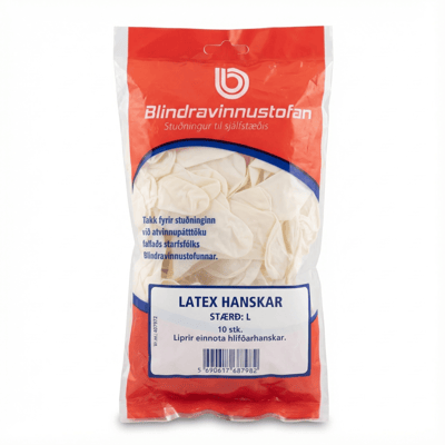 Blindravinnustofan Latex Hanskar Stærð L 10 stk