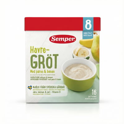 Semper hafragrautur með peru og banana 480 g