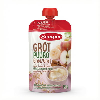 Semper grautur með epli, banana og kanil 6 mánaða 120 g