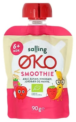 Salling ØKO skvísa með eplum, banana, hindberjum, jarðarberjum og höfrum 90 g