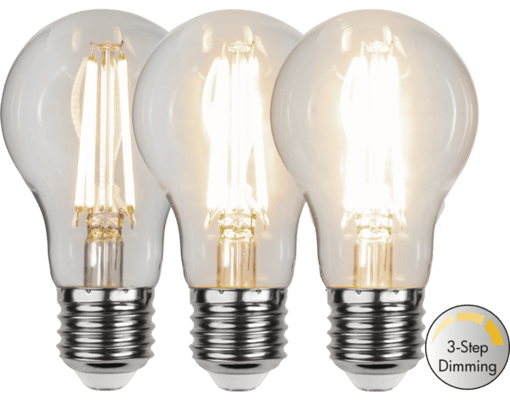 E27 6,5W LED800Lm glær 3 ste