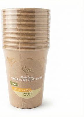 Óbleikt kraftpappírsglös 250 ml 10 stk