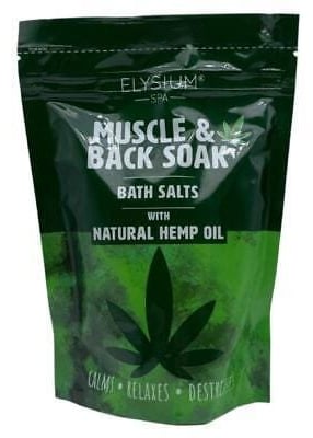 Elysium spa baðsalt fyrir vöðva og bak með náttúrulegri Hemp Seed Olíu 450 gr
