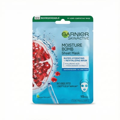 Garnier SkinActive Moisture Bomb ofurrakagefandi + endurlífgandi blaðmaski 28 g