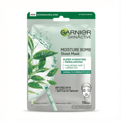 Garnier SkinActive Moisture Bomb ofurrakagefandi + jafnvægisstillandi andlitsmaski í örk 28 g