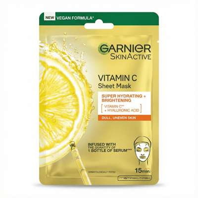 Garnier SkinActive C-vítamín ofurrakagefandi bjartandi blaðmaski 28 g