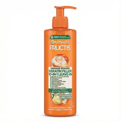Garnier Fructis Damage Eraser Keratínfyllir 10-í-1 hárkrem án skolunar 400 ml