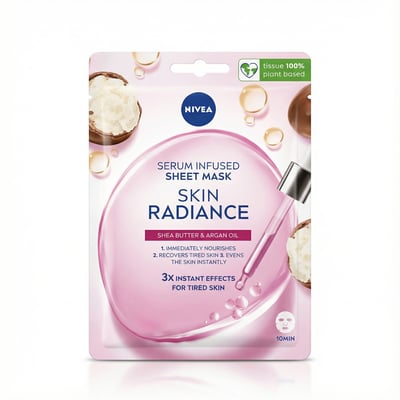 Nivea serum-innrenndur húðljóma-andlitsmaski með sheasmjöri og arganolíu 1 stk