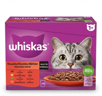 Whiskas 1+ klassískar máltíðir í sósu 12 x 85 g
